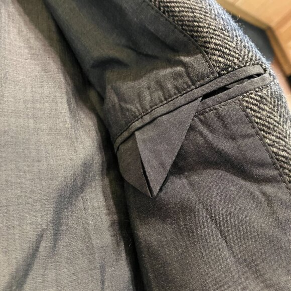 GAP Mens Vintage Y2K Herringbone 2 Button Wool Blazer Size Large Gray AN EXC - Picture 10 of 12